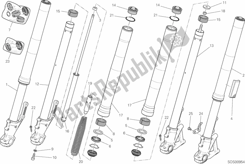 Todas as partes de Garfo Dianteiro do Ducati Scrambler Icon Thailand USA 803 2020